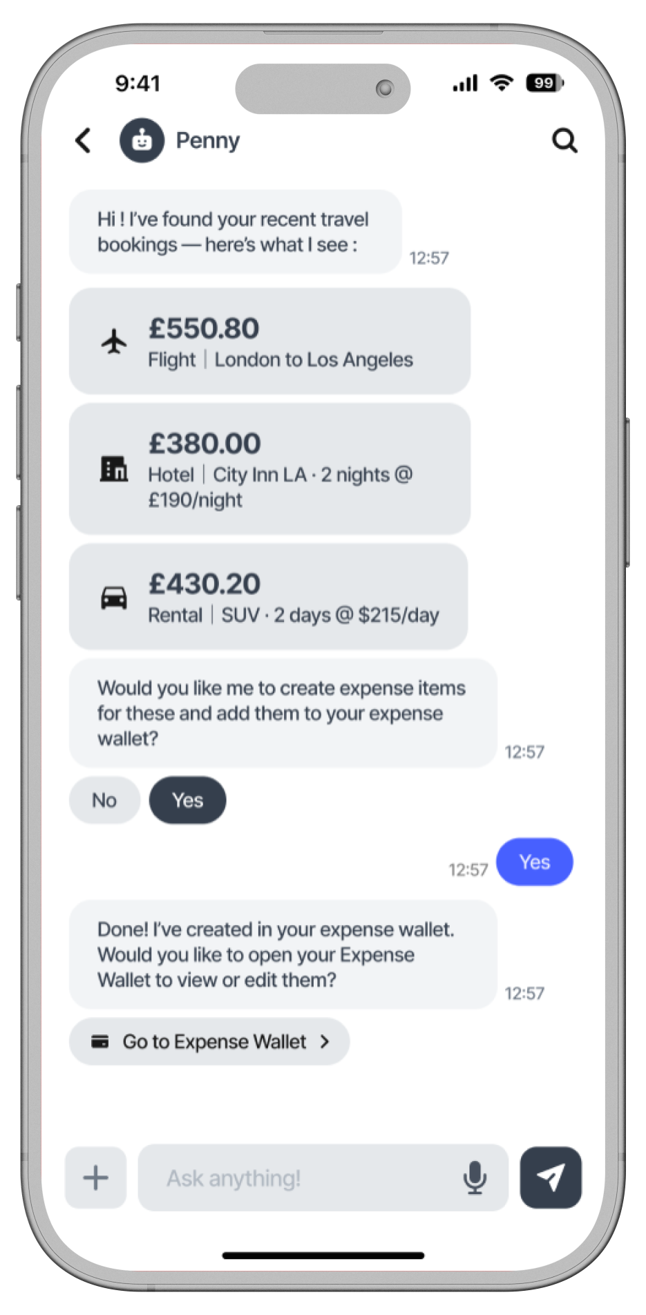 Automatic Expense Creation Screen