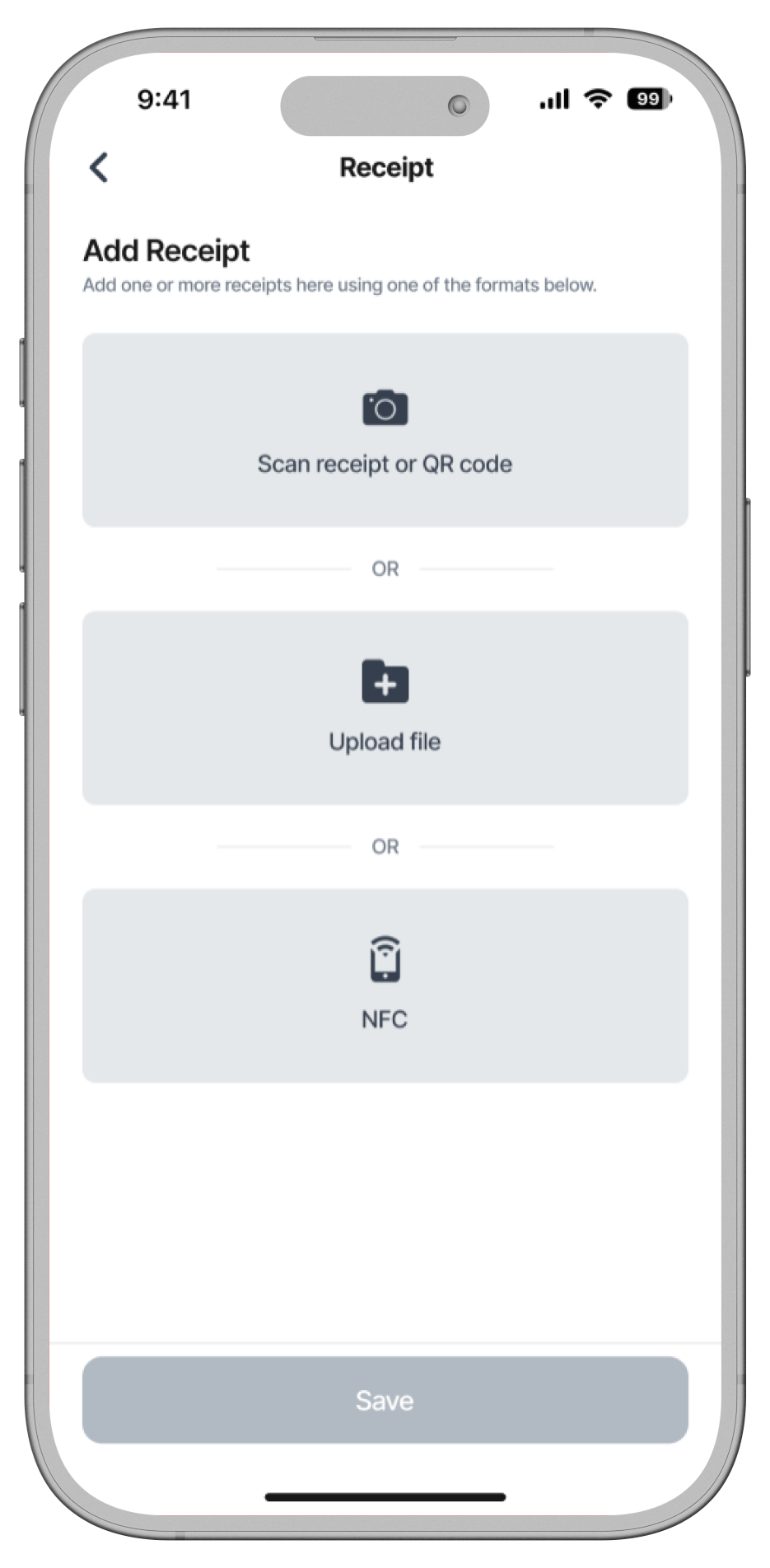 Paperless Receipts Screen