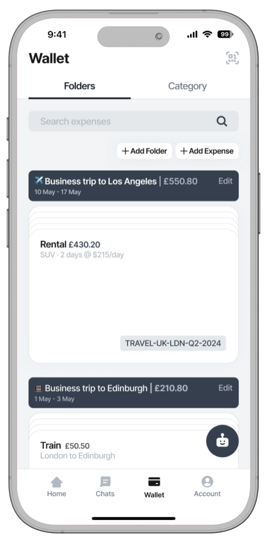 Expenses Wallet Screen