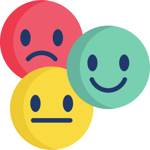 Icon displaying a happy, neutral and sad emoji
