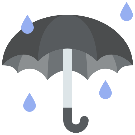 Icon showing an umbrella under rain