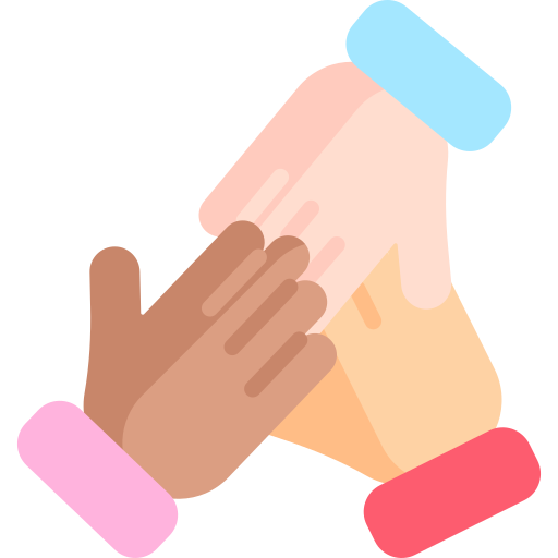 Icon showing three hands overlapping
